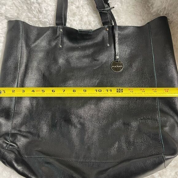 Pulicati made in Italy leather black extra large tote silver tone accent. - Picture 5 of 12